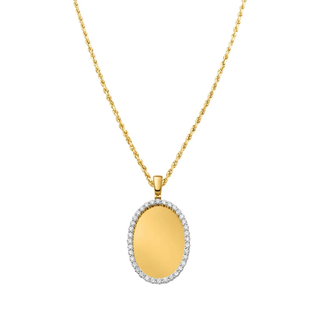 10k Yellow Gold Diamond Oval Memory Pendant 1.09 Ctw
