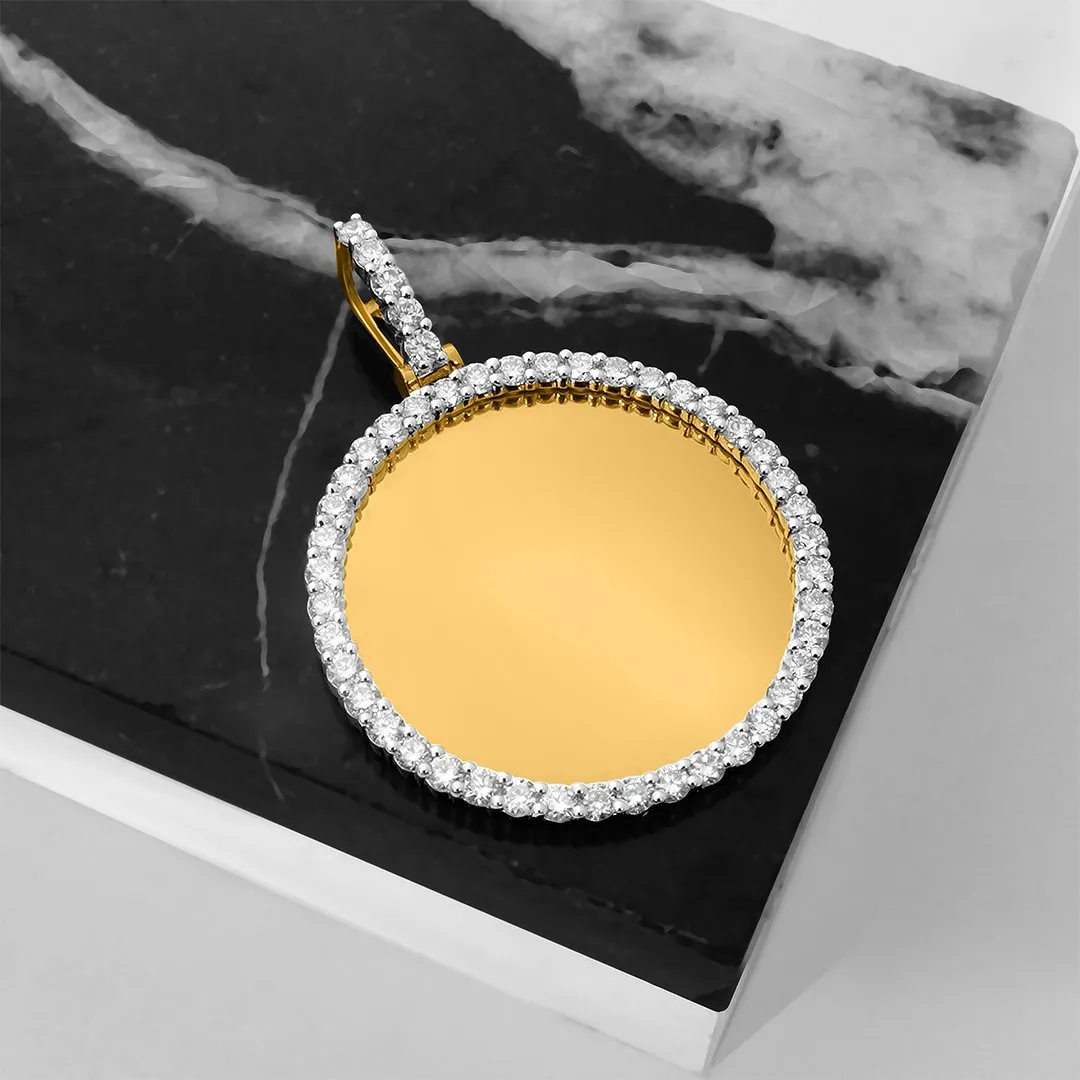 10k Yellow Gold Lab Round Memory Pendant 2.26ctw