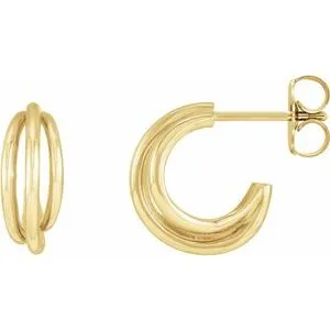 14K Yellow 12 mm Hoop Earrings