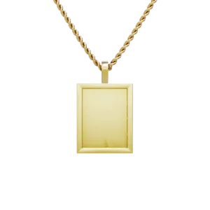14k Yellow Gold Medium Rectangle Shaped Memory Charm Pendant