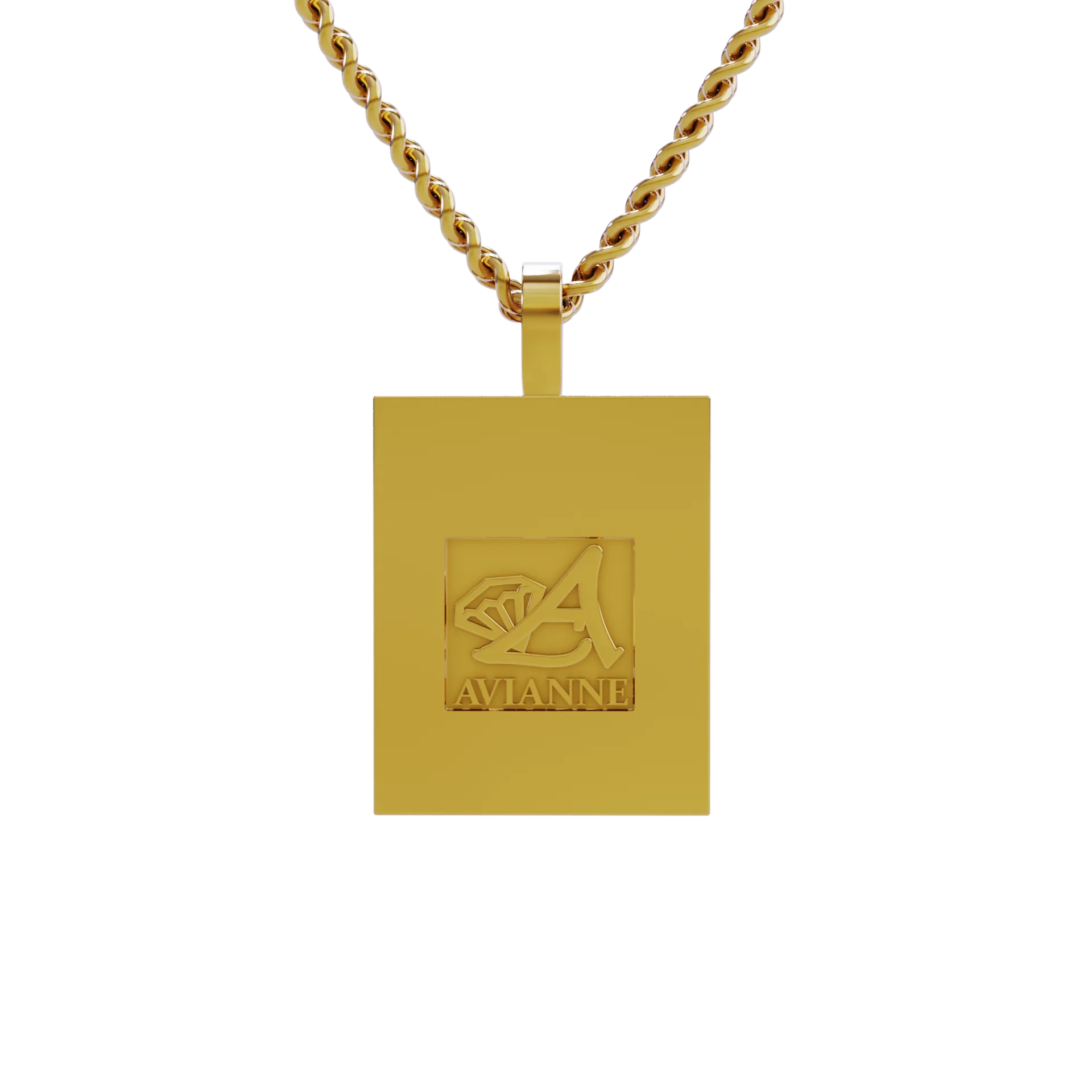 14k Yellow Gold Medium Rectangle Shaped Memory Charm Pendant