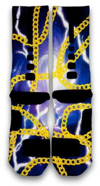 24K King Gold Chains Custom Elite Socks
