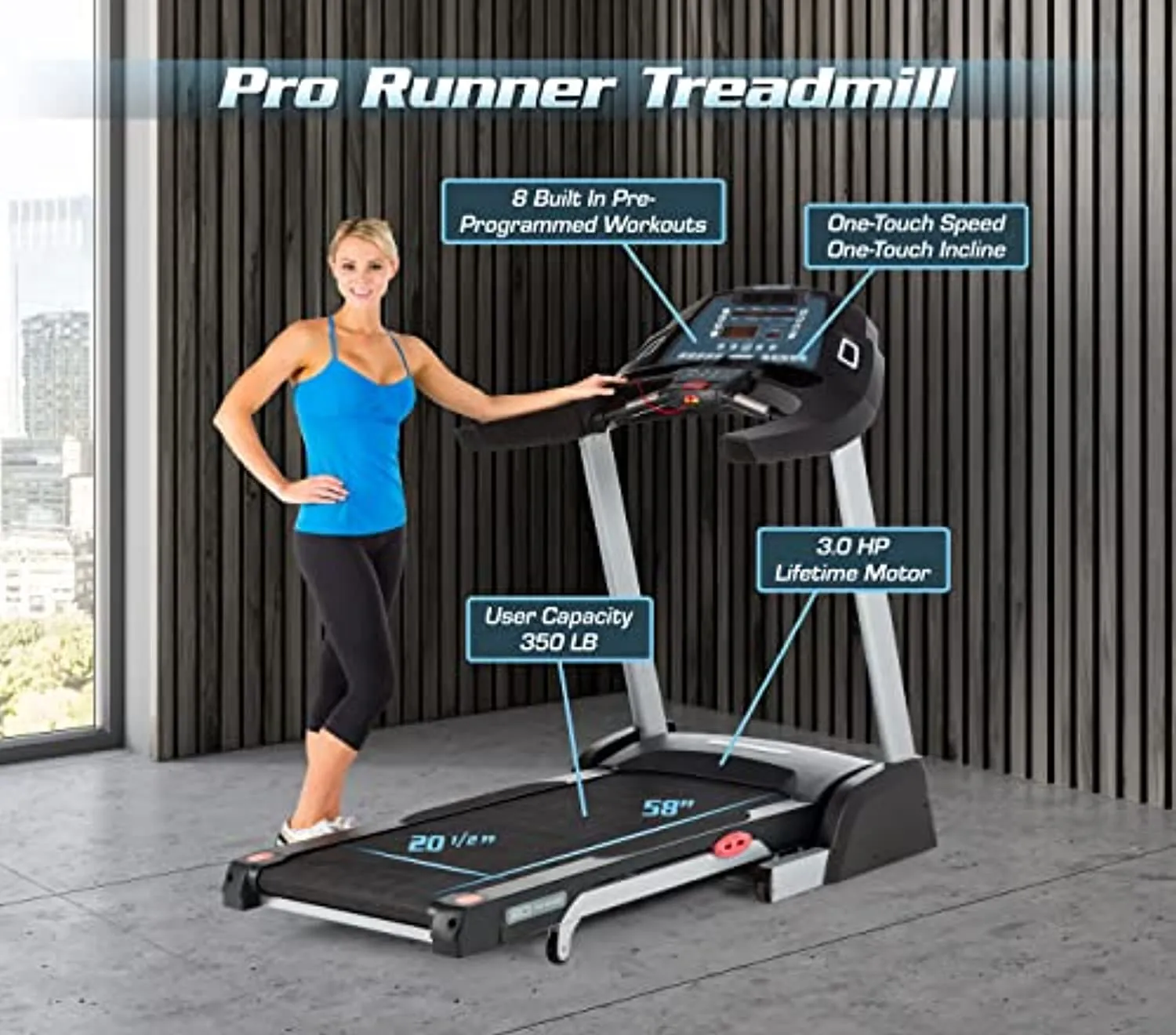3G Cardio Pro Runner Treadmill, Silver - Space Saving Folding Treadmill - 3.0 HP - Orthopedic Belt - 350 LB User Capacity - One-Touch Speed and Incline