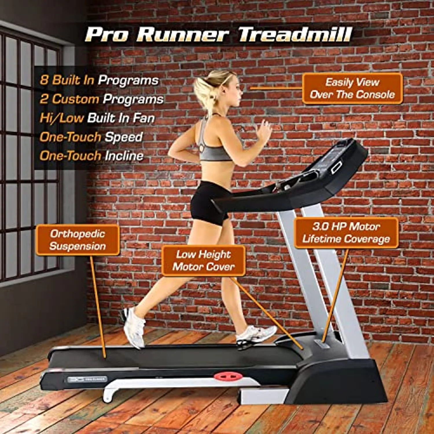 3G Cardio Pro Runner Treadmill, Silver - Space Saving Folding Treadmill - 3.0 HP - Orthopedic Belt - 350 LB User Capacity - One-Touch Speed and Incline