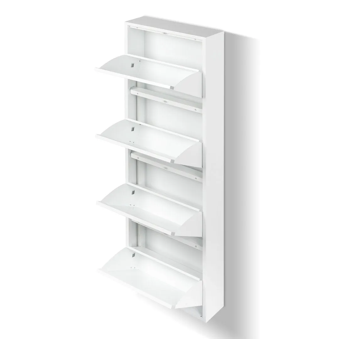 4 Drawer Shoe Cabinet,White Color Tipping Shoe Cabinet,Shoe Rack Storage Organizer Rebrilliant
