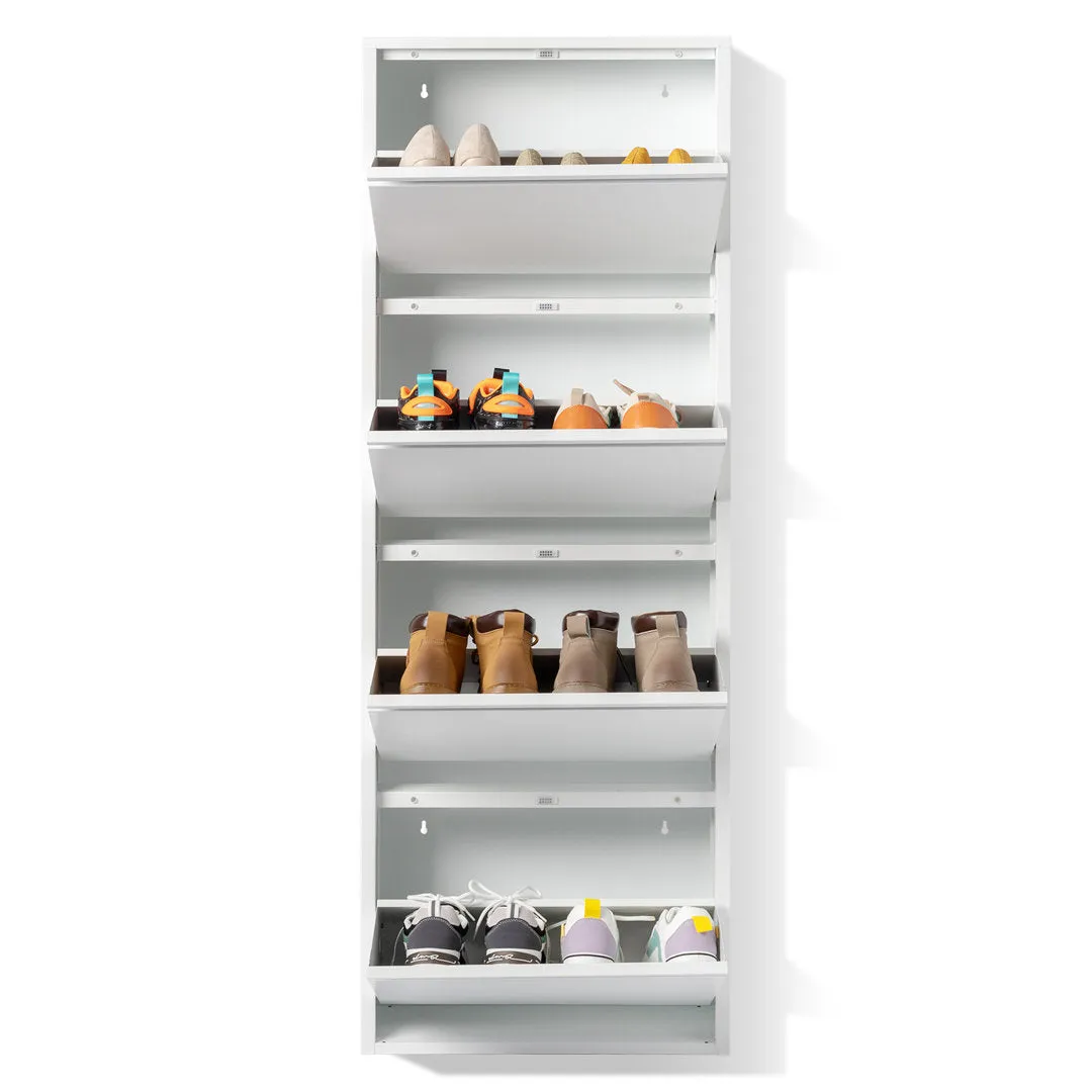 4 Drawer Shoe Cabinet,White Color Tipping Shoe Cabinet,Shoe Rack Storage Organizer Rebrilliant