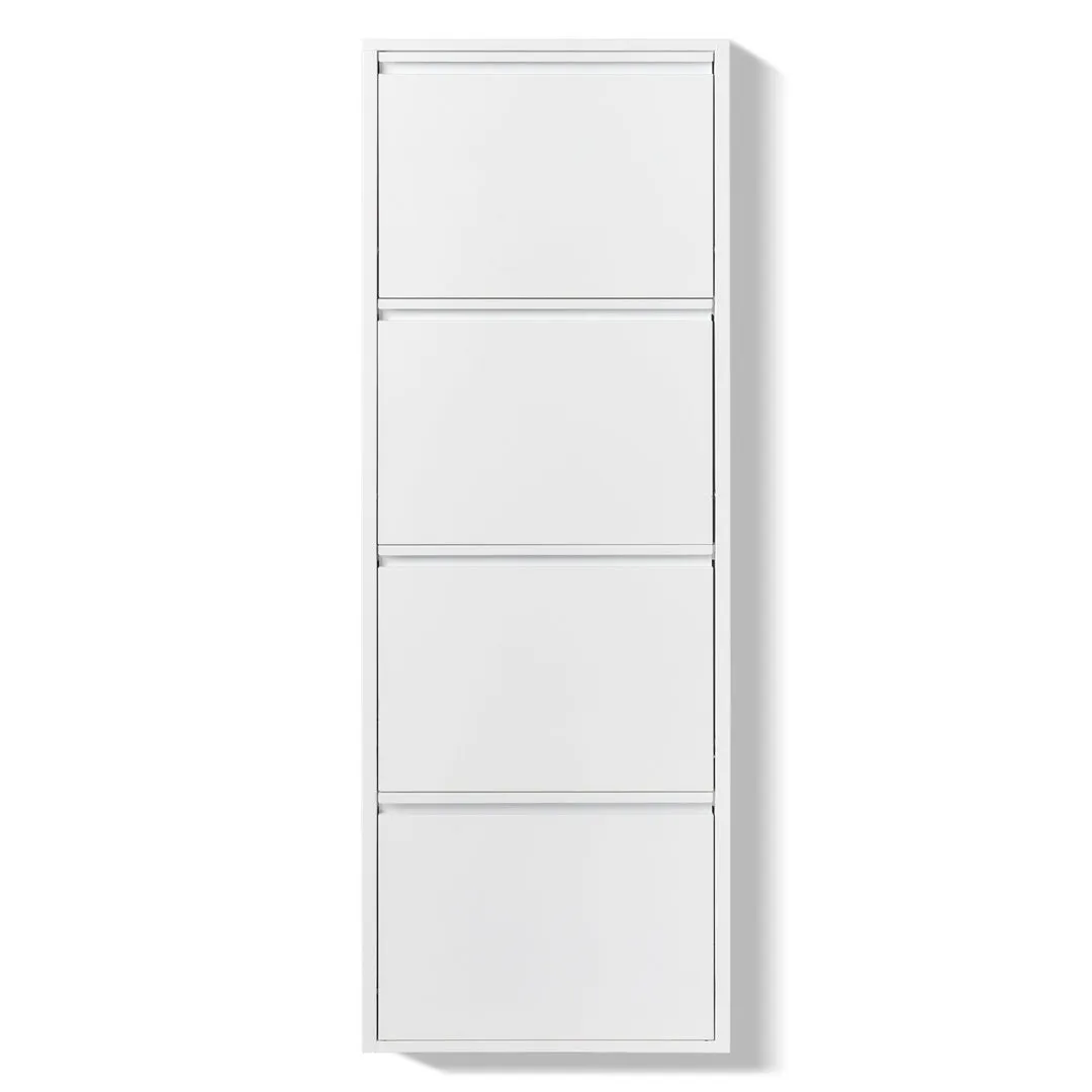 4 Drawer Shoe Cabinet,White Color Tipping Shoe Cabinet,Shoe Rack Storage Organizer Rebrilliant