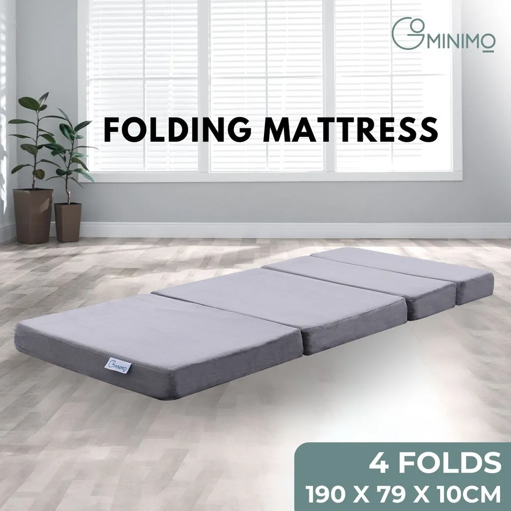 4 Fold Memory Foam Folding Mattress Dark Grey Velvet