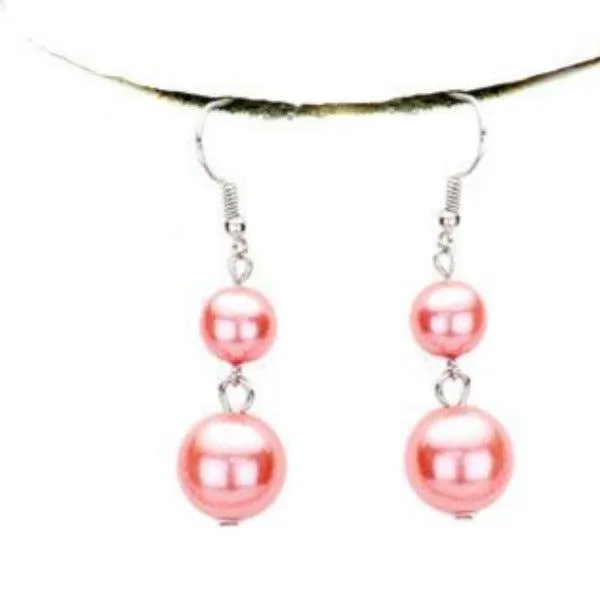 5 Strand Pearl (faux) Pink Necklace & Earring Set