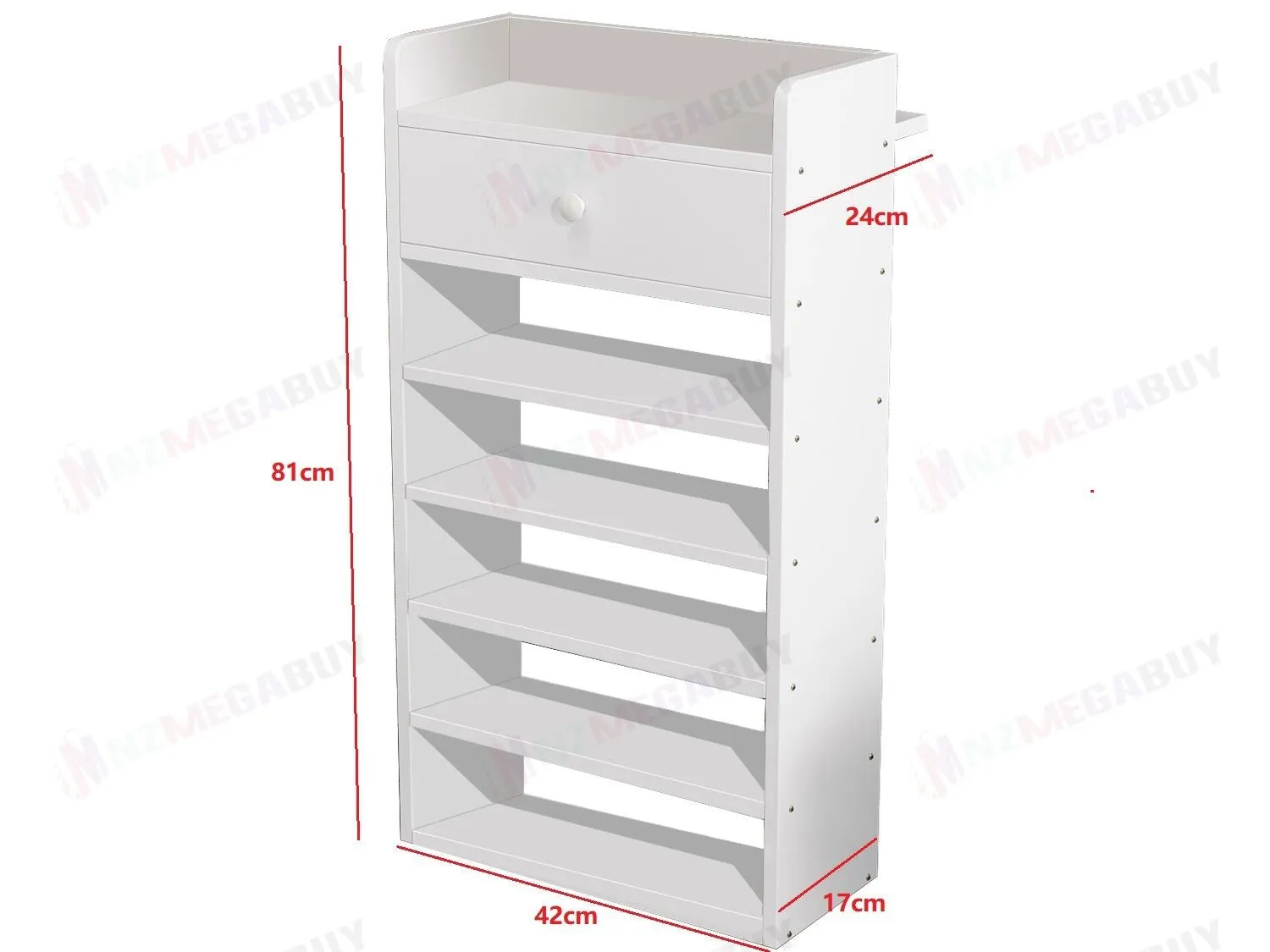 6 Tiers Wooden Shoe Rack Cabinet "White"