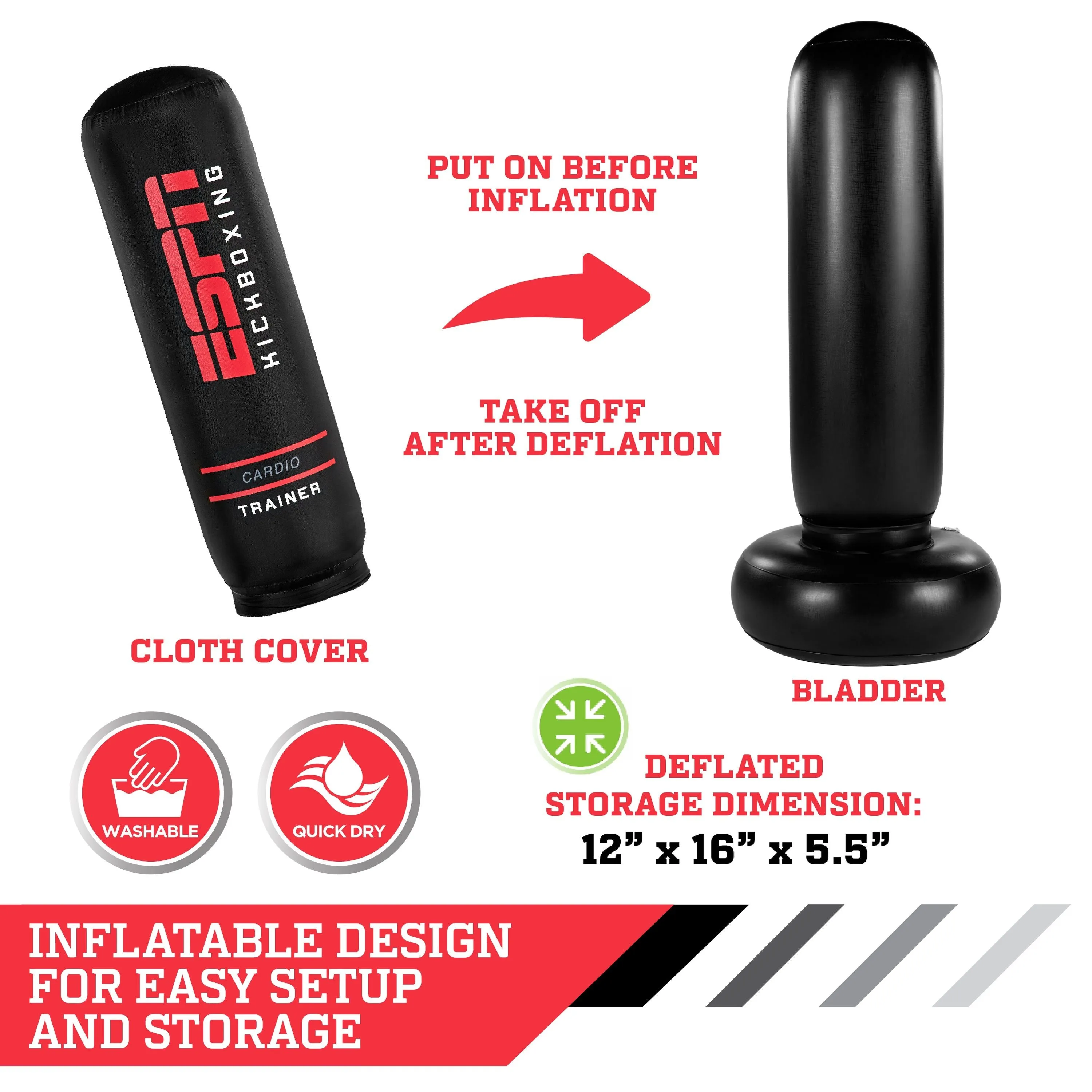 70" Tall Heavy Duty Inflatable Cardio Fitness Kickboxing Punching Bag