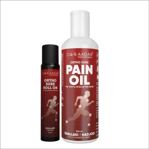 AADAR Ortho Sure Oil and Roll On Combo Pack for joint pain relief <br> (Roll On (30 ml) & Oil (100 ml))