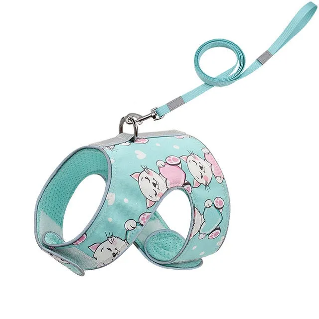 Anti-lost Reflection Cat Harness Leash and Reflective Collar.