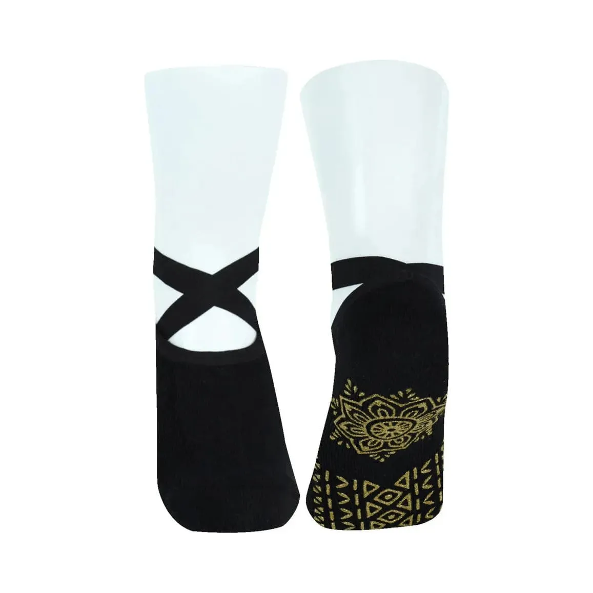 Bambukas Womens Gold Glam Grip Pilates Socks
