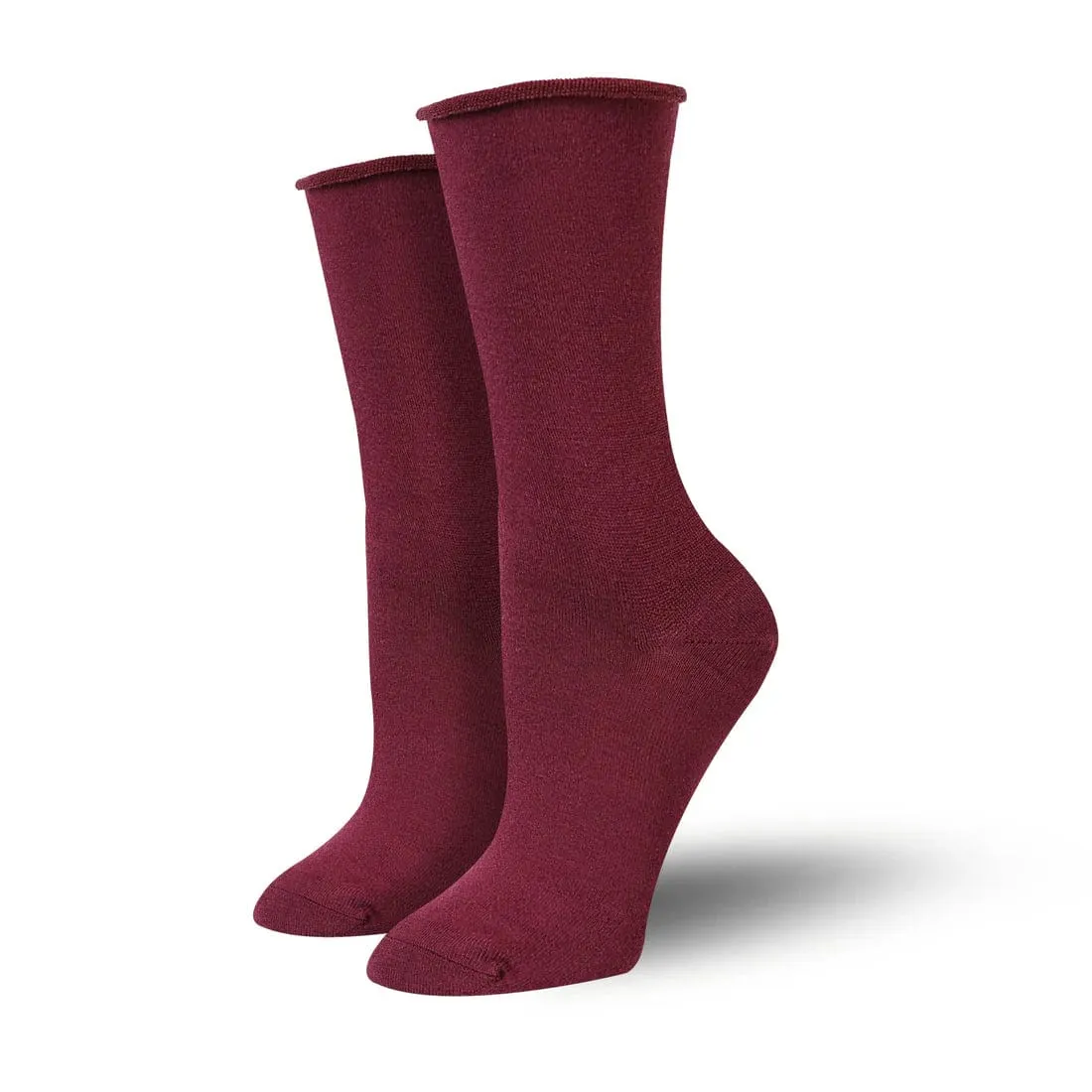 Bambukas Womens Maroon Swoon Roll-Top Socks