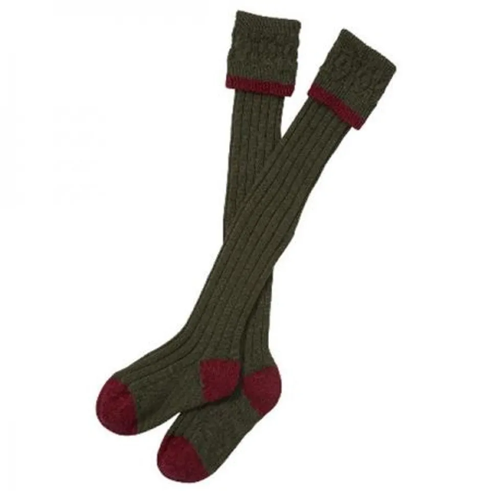 Barbour Shooting socks - Cranberry/olive or gold/olive