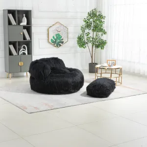 Bean Bag Chair Fur Lazy Sofa with Ottoman Memory Sponge for Living