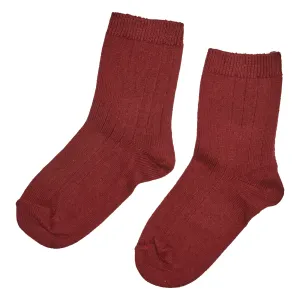 BURGUNDY RIBBED SHORT SOCKS