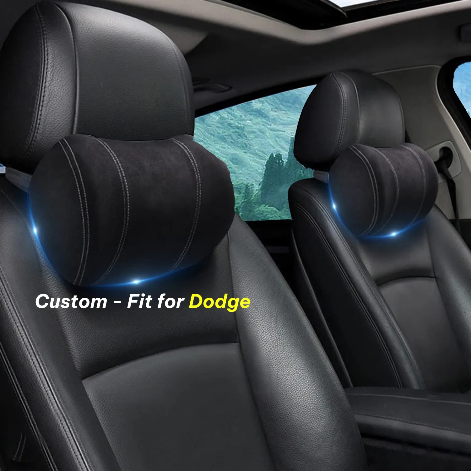 Car Headrest (2 PCS), Custom-Fit For Car, Update Version Premium Memory Foam Car Neck Pillow WADE227