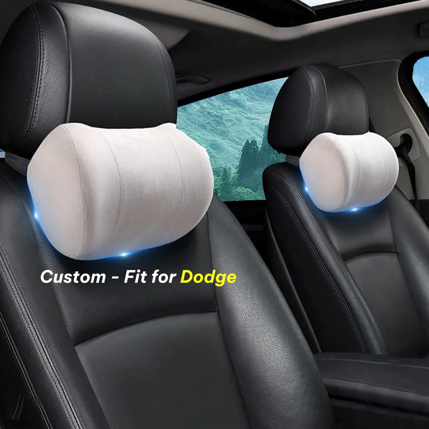 Car Headrest (2 PCS), Custom-Fit For Car, Update Version Premium Memory Foam Car Neck Pillow WADE227
