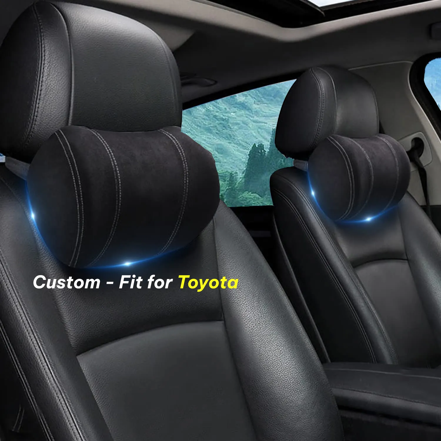 Car Headrest (2 PCS), Custom-Fit For Car, Update Version Premium Memory Foam Car Neck Pillow WAPF227