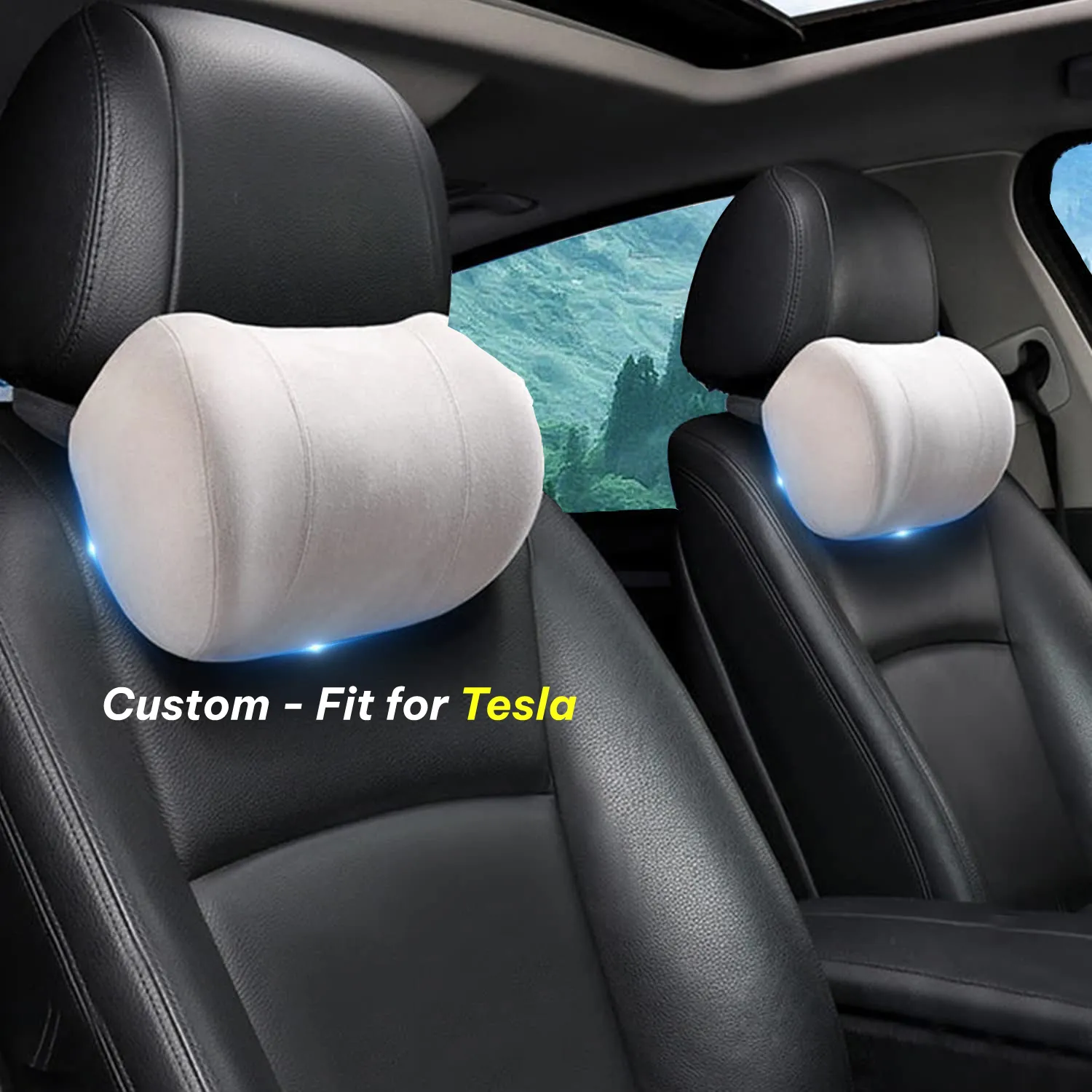 Car Headrest (2 PCS), Custom-Fit For Car, Update Version Premium Memory Foam Car Neck Pillow WATY227