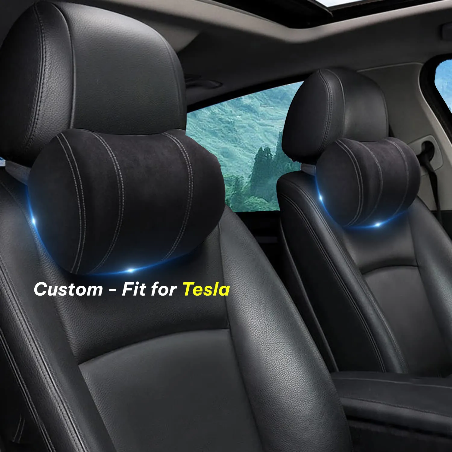 Car Headrest (2 PCS), Custom-Fit For Car, Update Version Premium Memory Foam Car Neck Pillow WATY227