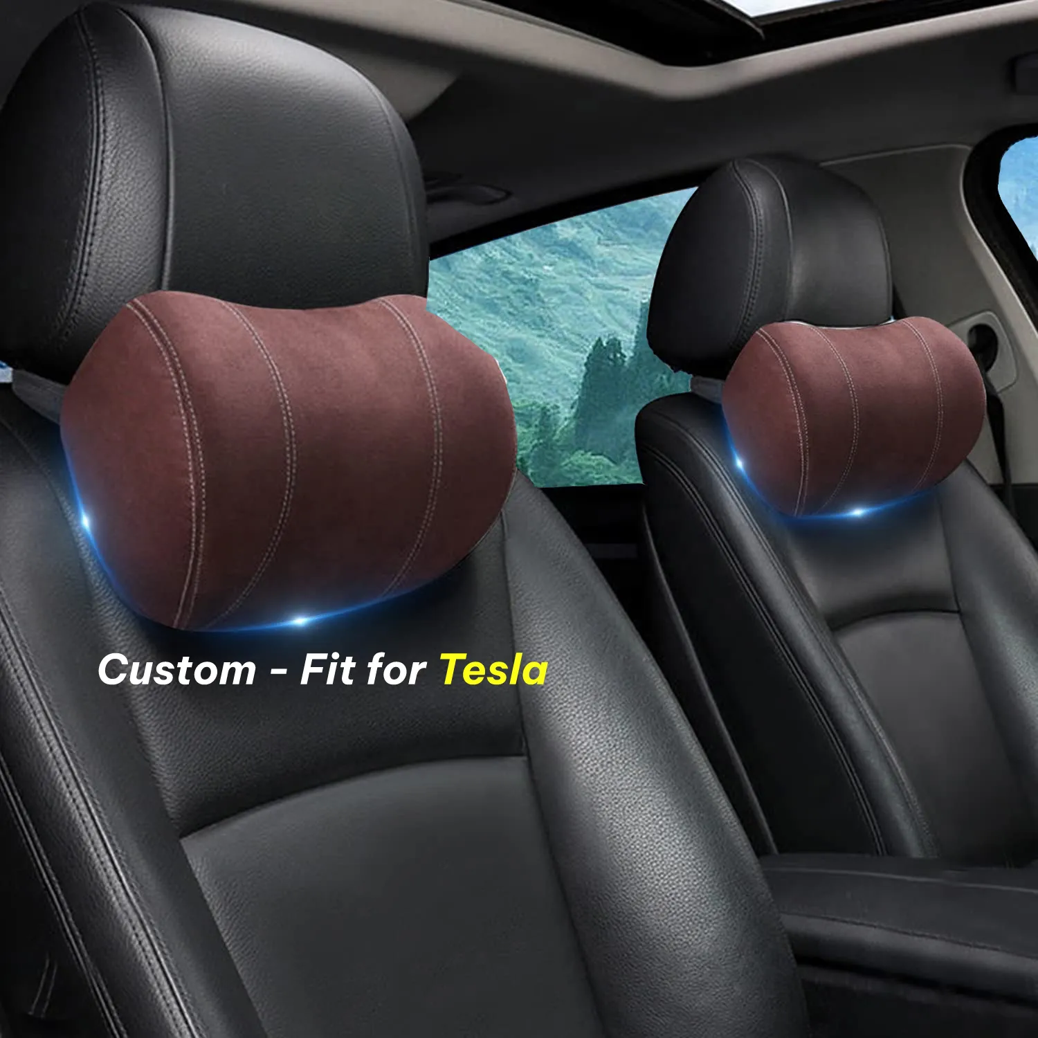 Car Headrest (2 PCS), Custom-Fit For Car, Update Version Premium Memory Foam Car Neck Pillow WATY227