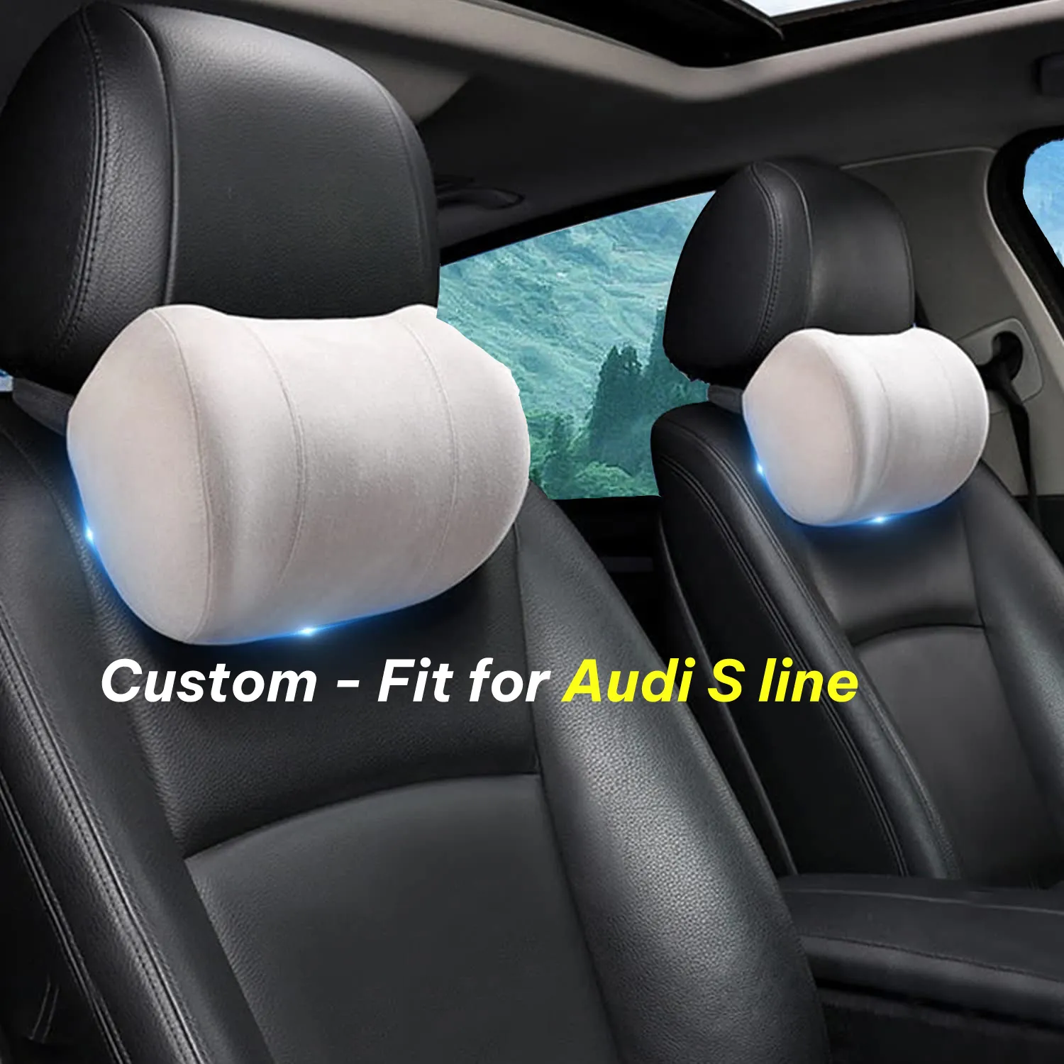 Car Headrest (2 PCS), Custom-Fit For Car, Update Version Premium Memory Foam Car Neck Pillow WAVE227