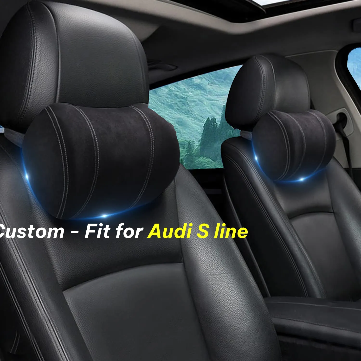 Car Headrest (2 PCS), Custom-Fit For Car, Update Version Premium Memory Foam Car Neck Pillow WAVE227