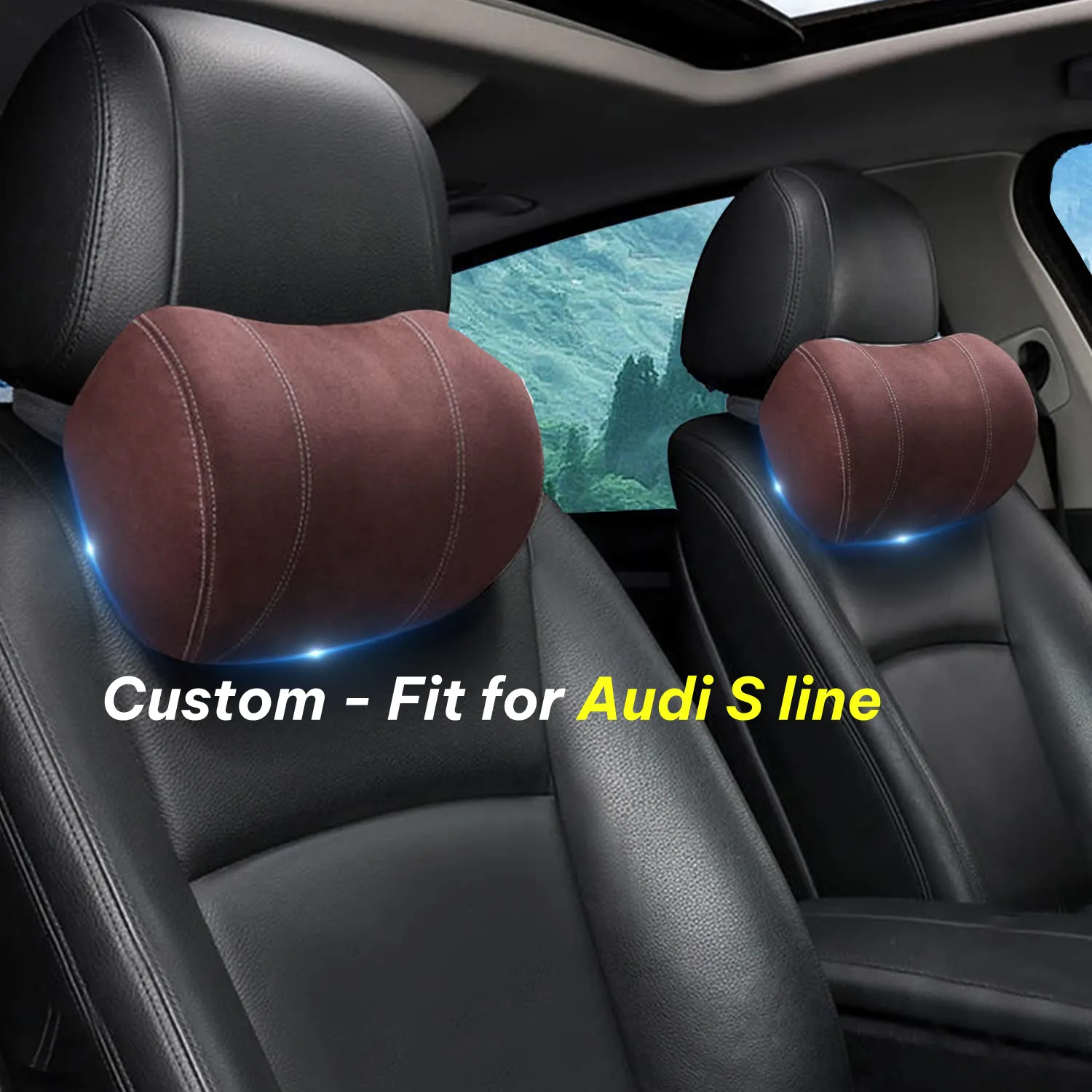 Car Headrest (2 PCS), Custom-Fit For Car, Update Version Premium Memory Foam Car Neck Pillow WAVE227