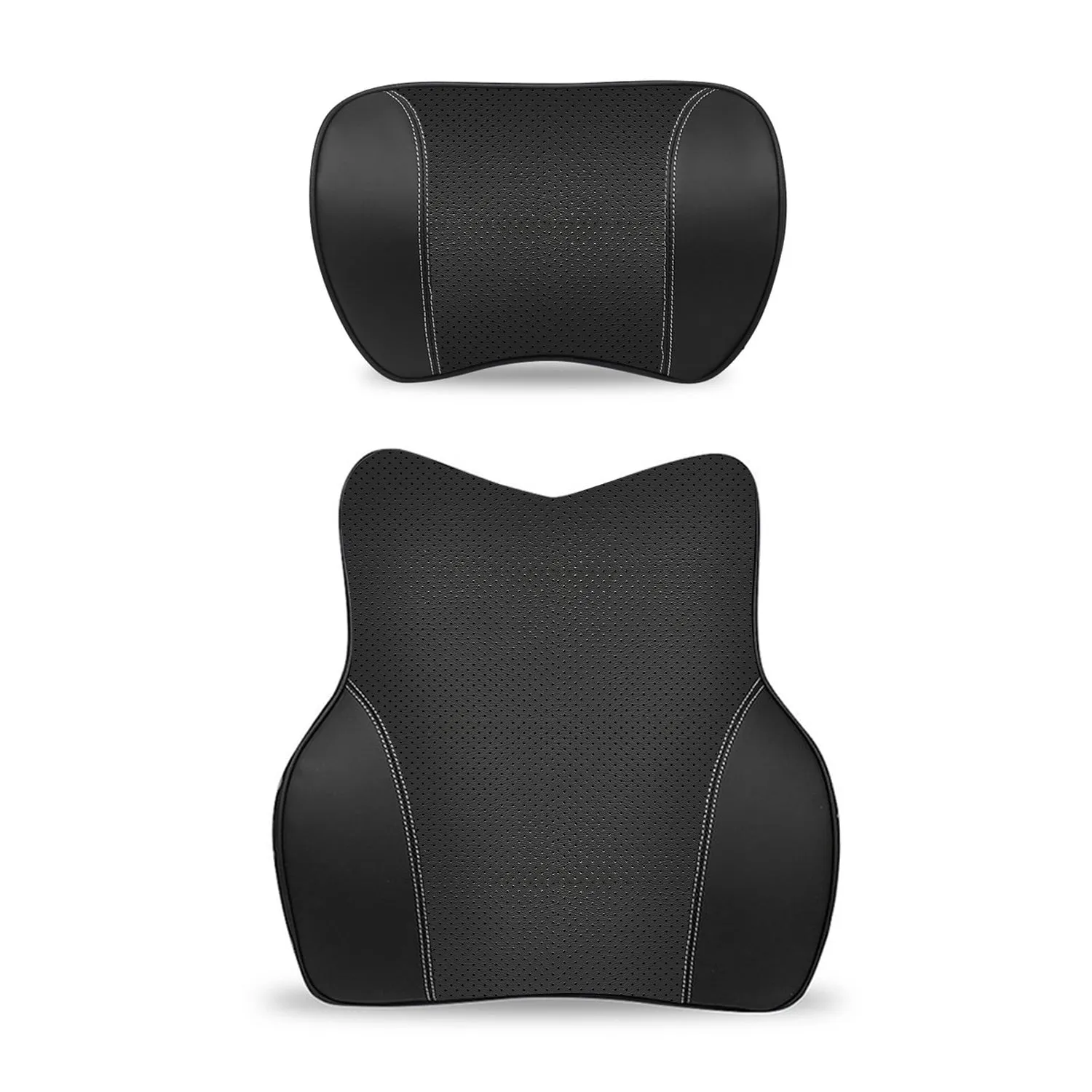 Car Headrest Neck Pillow and Lumbar Support Back Cushion Kit, Custom Fit For Your Cars, Memory Foam Erognomic, Car Accessories MA13992