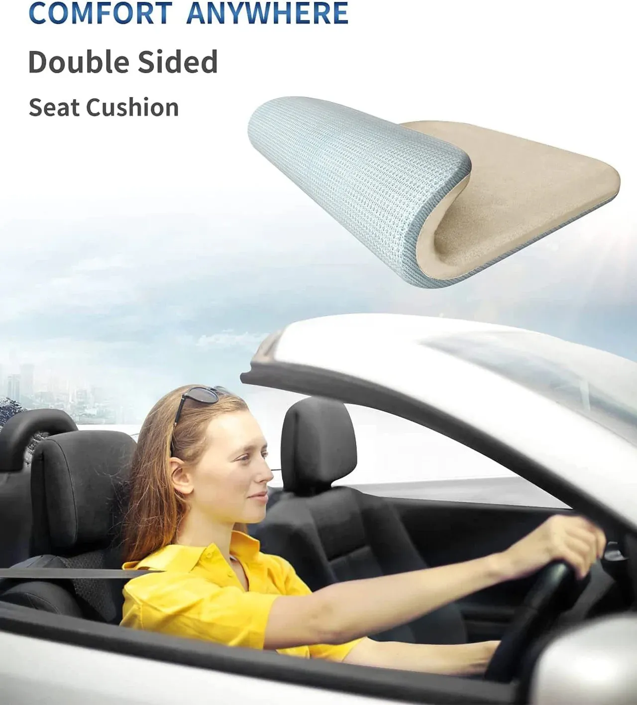 Car Seat Cushion, Custom Fit For Your Cars, Car Memory Foam Seat Cushion, Heightening Seat Cushion, Seat Cushion for Car and Office Chair MT19999