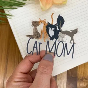 Cat Mom Clear Vinyl Sticker