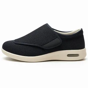 Chloe Stretch No-Tie Wide Shoes w/ Adjustable Closure - Black