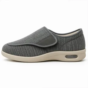 Chloe Stretch No-Tie Wide Shoes w/ Adjustable Closure - Grey