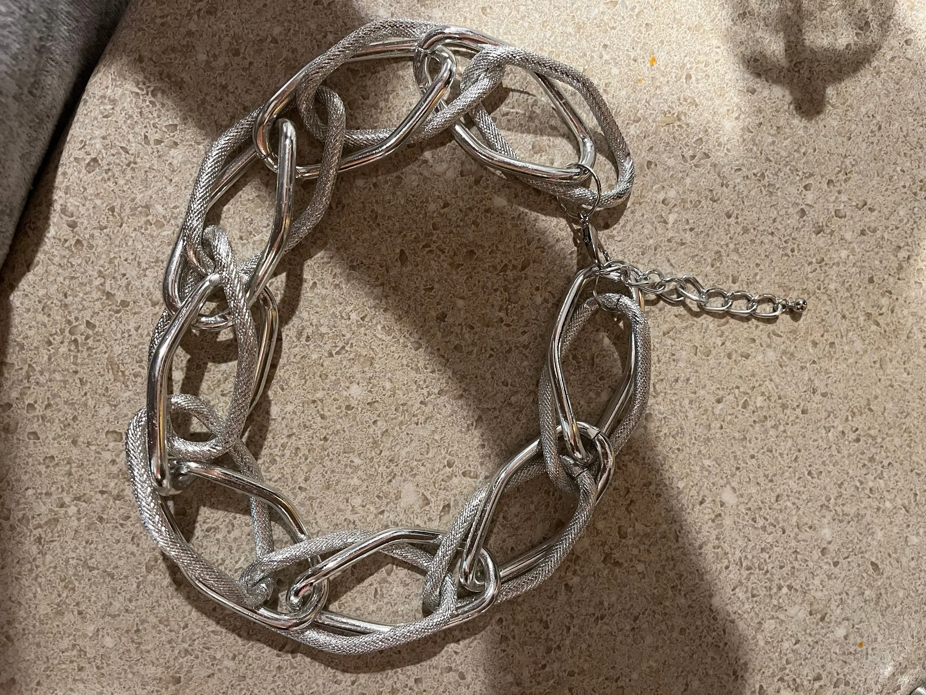 Chunky Silver necklace, silver choker,Link big chain curb silver metal necklace , statement necklace, oversized , silver large necklace