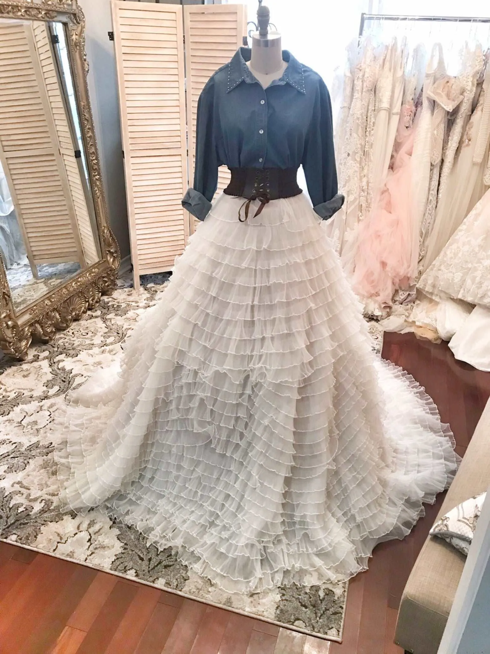 Crinkled Chiffon A-Line Overskirt Nora