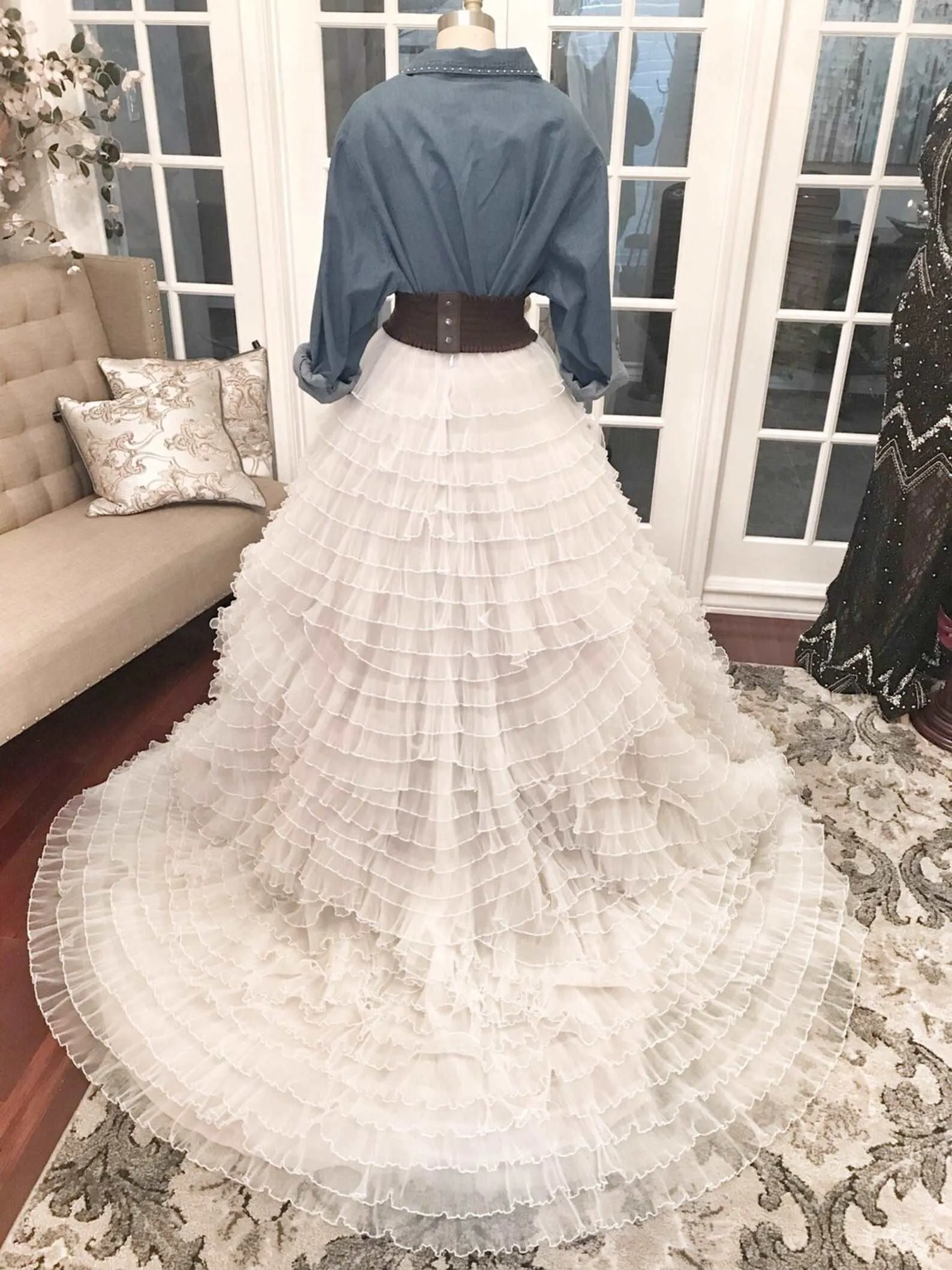 Crinkled Chiffon A-Line Overskirt Nora