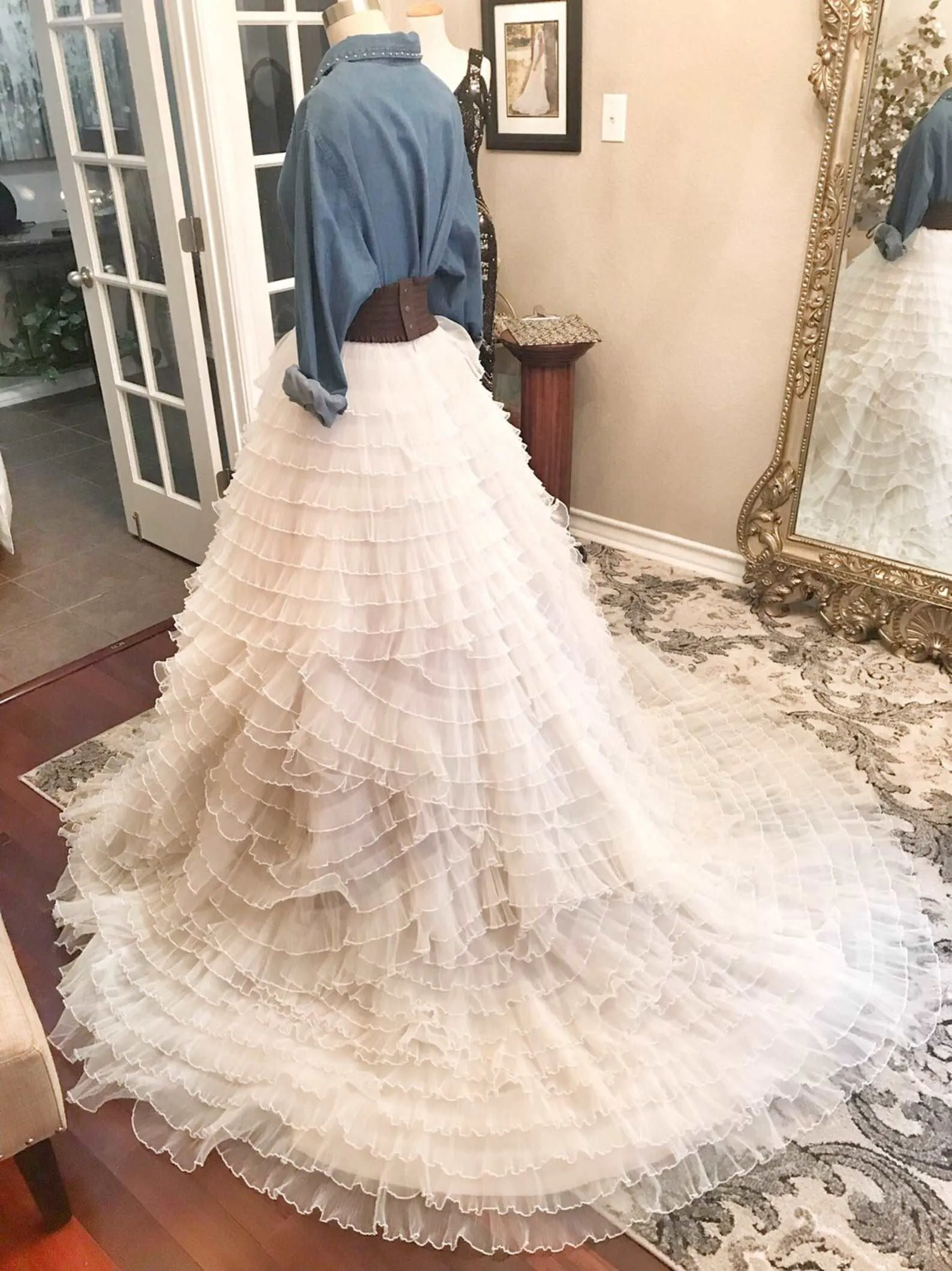 Crinkled Chiffon A-Line Overskirt Nora