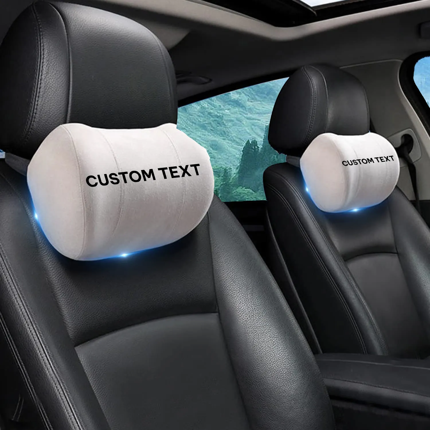 Custom Text For Car Headrest (2 PCS), Compatible with All Cars, 2023 Update Version Premium Memory Foam Car Neck Pillow SA15985
