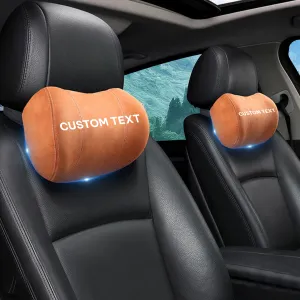 Custom Text For Car Headrest (2 PCS), Compatible with All Cars, 2023 Update Version Premium Memory Foam Car Neck Pillow WQ15985