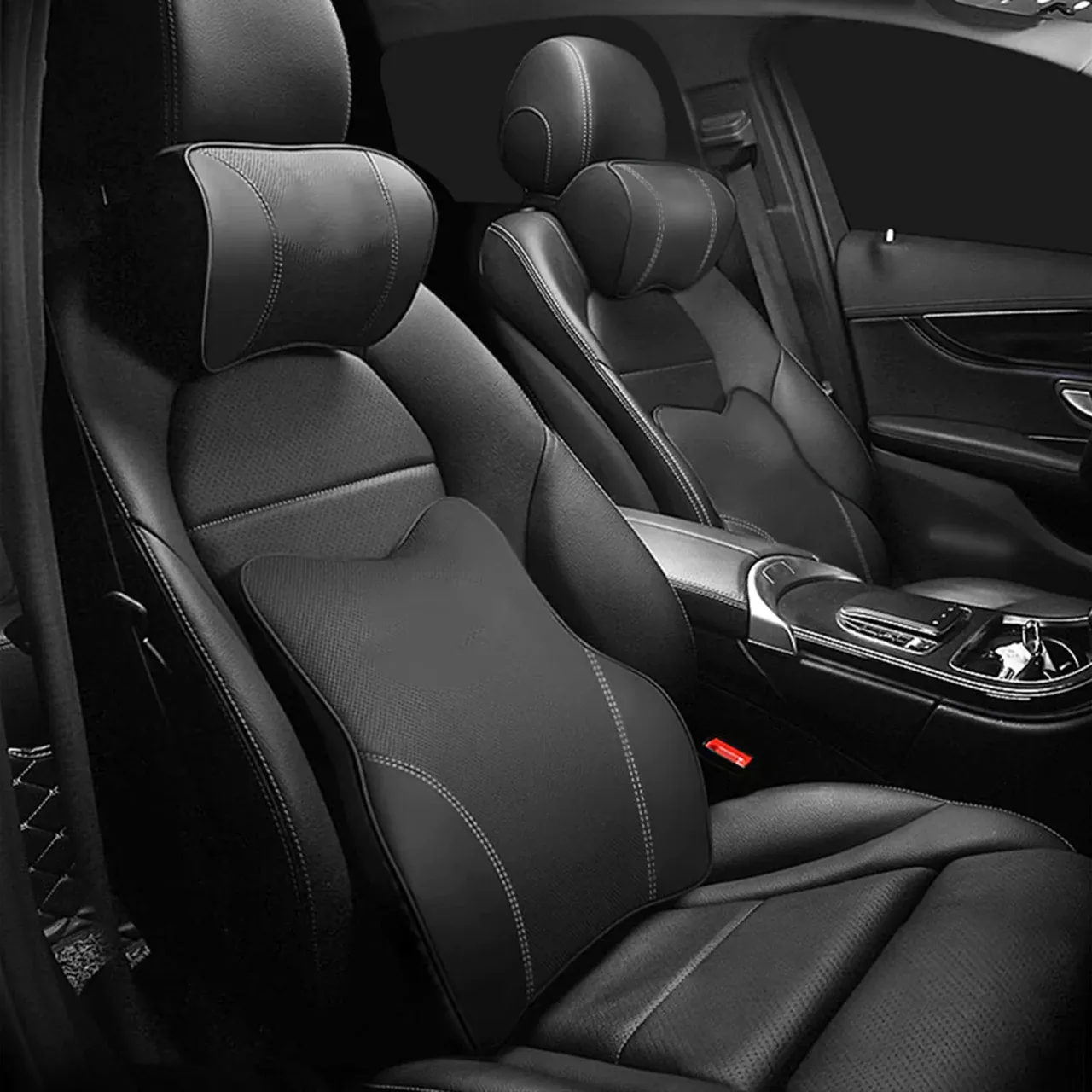 Custom Text For Car Headrest Neck Pillow and Lumbar Support Back Cushion Kit, Compatible with All Cars, Memory Foam Erognomic Design Universal Fit Muscle Pain and Tension Relief for Car Seat FT13992