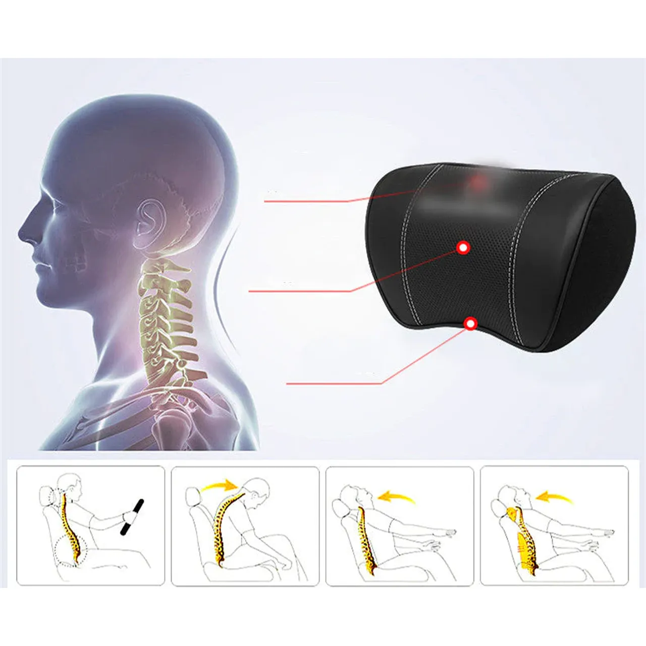 Custom Text For Car Headrest Neck Pillow and Lumbar Support Back Cushion Kit, Compatible with All Cars, Memory Foam Erognomic Design Universal Fit Muscle Pain and Tension Relief for Car Seat JE13992