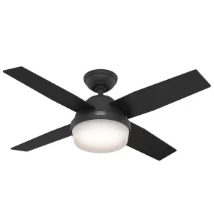 Dempsey 44" 4 - Blade Standard Ceiling Fan with Lights and Remote Hunter Fan Finish: Matte Black