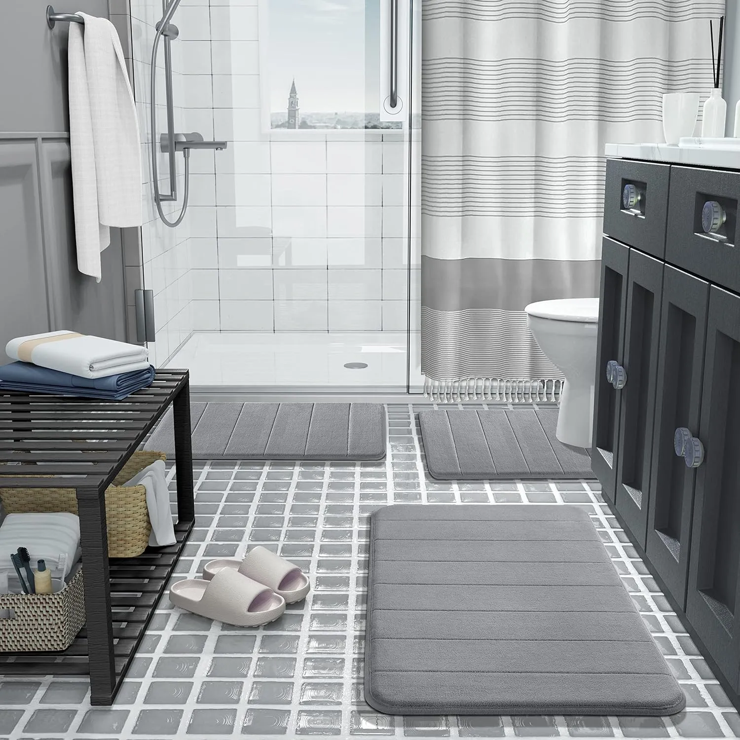 Drimat Memory Foam Bath Mat Grey