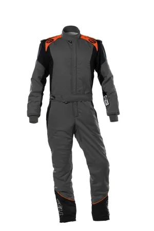 Driving Suit - PRO-TX Series - 1-Piece - SFI 3.2A/5 - Multi-Layer - Fire Retardant Fabric - Gray / Orange - Medium - Each
