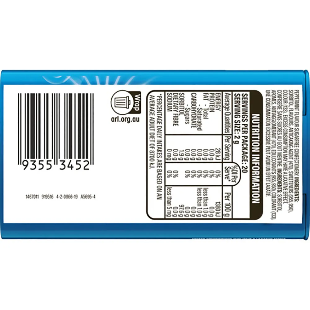 Eclipse Peppermint Sugarfree Mints - 40g