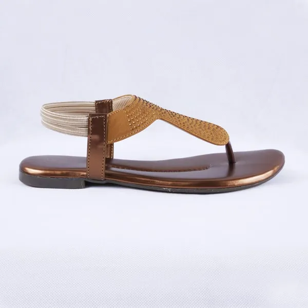 Elysia Copper Flat Sandals for Women With Ankle Straps
