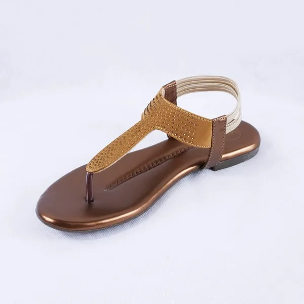 Elysia Copper Flat Sandals for Women With Ankle Straps